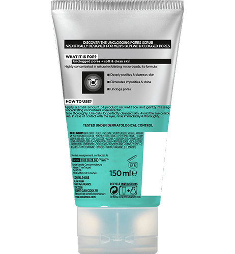 Men Face Scrub Unclogging Pores Energetic Packshot Back